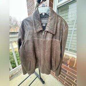 Kenneth Cole Reaction Men's Leather Jacket, Brown, Size XL, Heavy